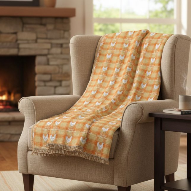 Blessed Rustic Chicken Pattern Blanket Fleecefilt (Skapare uppladdad)