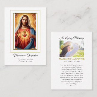 Blessed Sacred Heart Jesus Memorial Prayer Card    Placeringskort