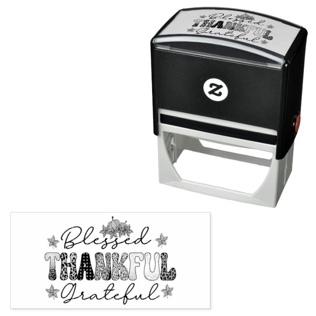 Blessed Thankful Grateful Typography  Självfärgande Stämpel (In Situ)