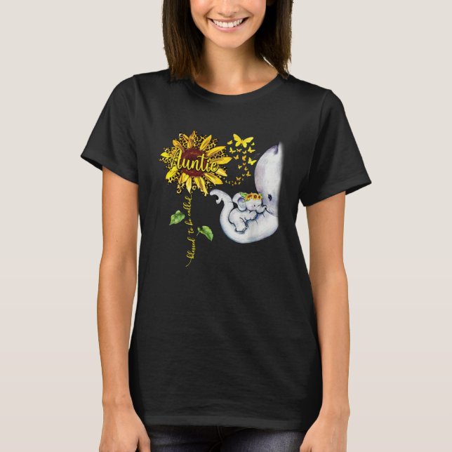 Blessed To Be Called Auntie  Elephant Sunflower T Shirt (Framsida)