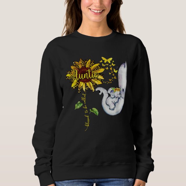 Blessed To Be Called Auntie  Elephant Sunflower T Shirt (Framsida)