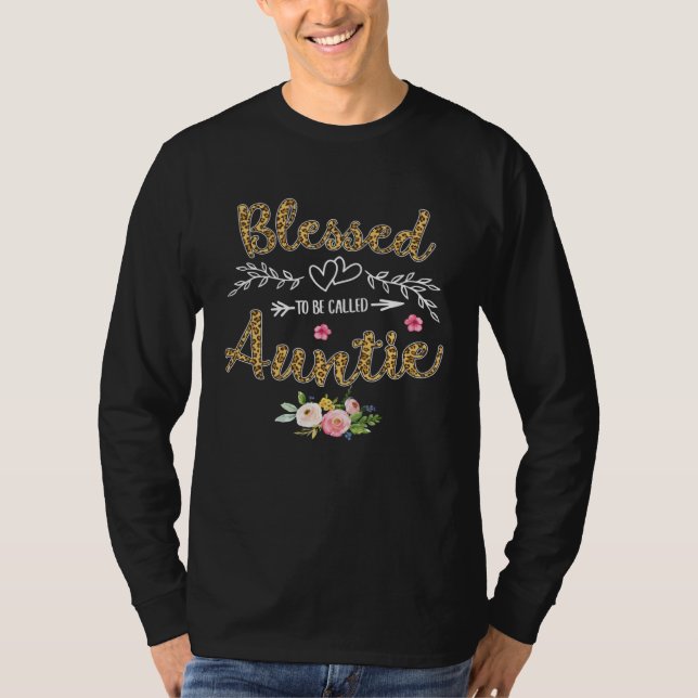 Blessed To Be Called Auntie  Pretty Leopard Print T Shirt (Framsida)
