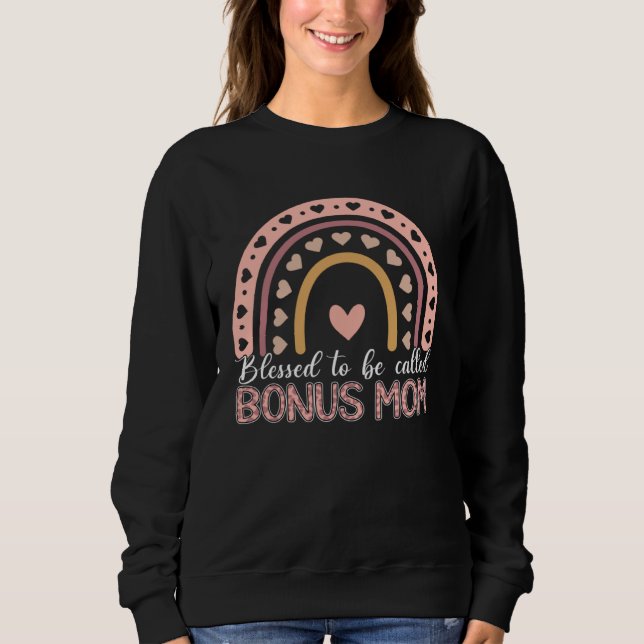 Blessed To Be Called Bonus Mom Leopard Rainbow Mom T Shirt (Framsida)