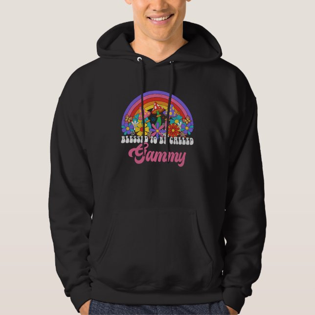Blessed To Be Called Gammy Rainbow Groovy Hippie F Hoodie (Framsida)