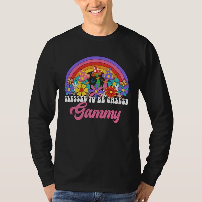 Blessed To Be Called Gammy Rainbow Groovy Hippie F T Shirt (Framsida)