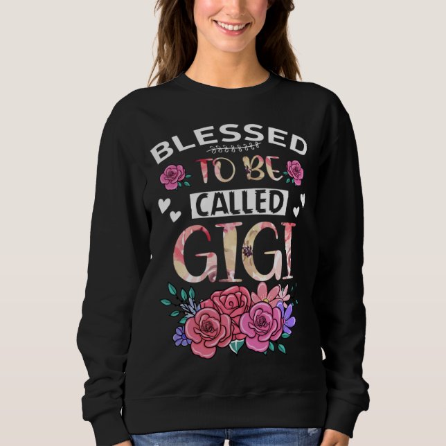 Blessed To Be Called Gigi Floral Tees Mothers Day  T Shirt (Framsida)