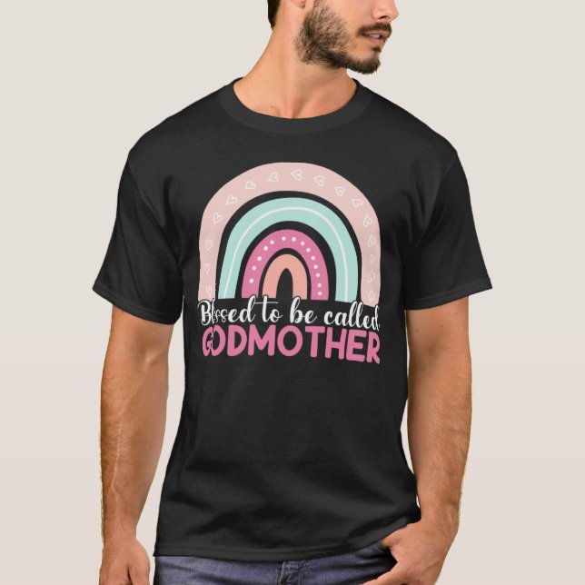 Blessed To Be Called Godmother Rainbow Blessed Mom T Shirt (Framsida)