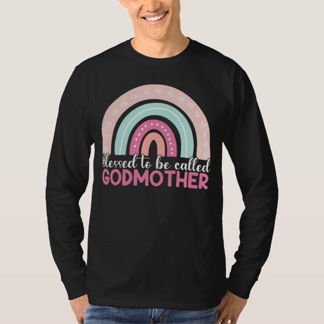 Blessed To Be Called Godmother Rainbow Blessed Mom T Shirt (Framsida)
