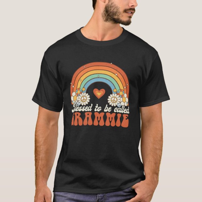 Blessed To Be Called Grammie Groovy Rainbow Mother T Shirt (Framsida)