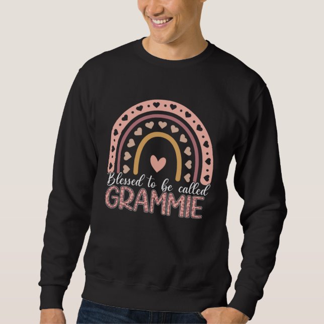 Blessed To Be Called Grammie Leopard Rainbow Mom G Lång Ärmad Tröja (Framsida)