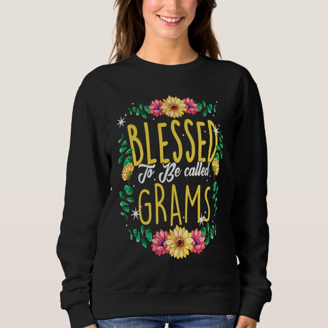 Blessed To Be Called Grams Flowers Grandma Mothers T Shirt (Framsida)