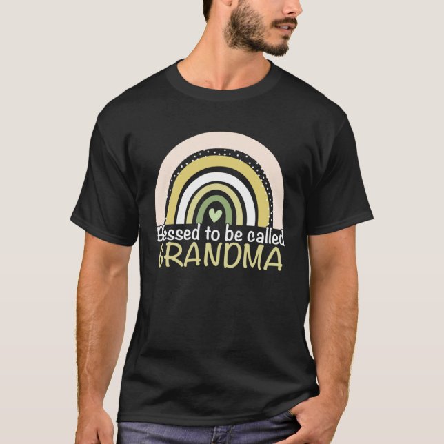 Blessed To Be Called Grandma Boho Rainbow Cute Mot T Shirt (Framsida)