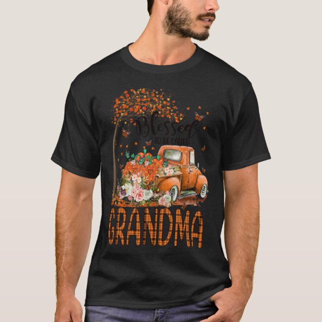Blessed To Be Called Grandma Fall Vibes Thanksgivi T Shirt (Framsida)