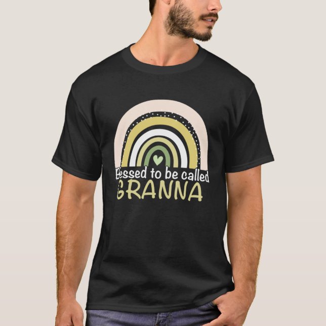 Blessed To Be Called Granna Boho Rainbow Mother s  T Shirt (Framsida)