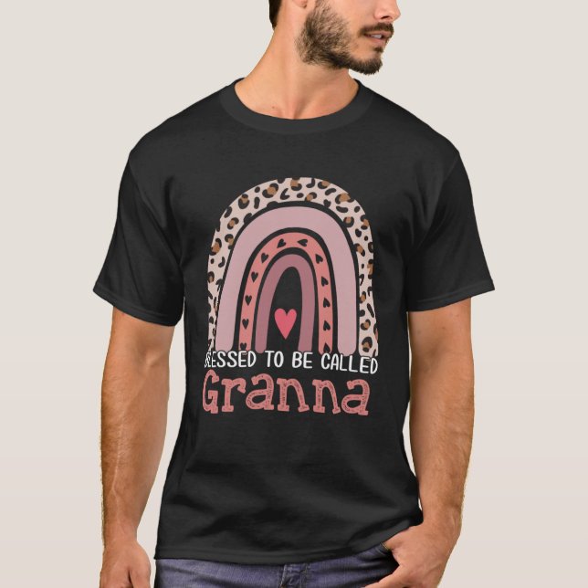 Blessed To Be Called Granna Rainbow Leopard Mother T Shirt (Framsida)
