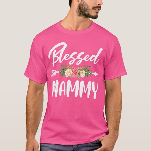 Blessed to be called Mammy Floral Arrow Design Mot T Shirt (Framsida)