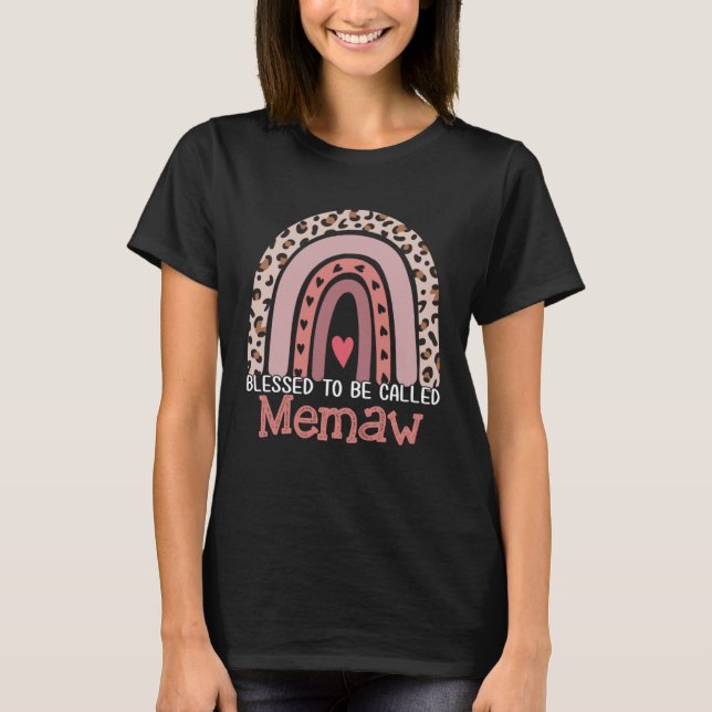 Blessed To Be Called Memaw Rainbow Leopard Mother  T Shirt (Framsida)
