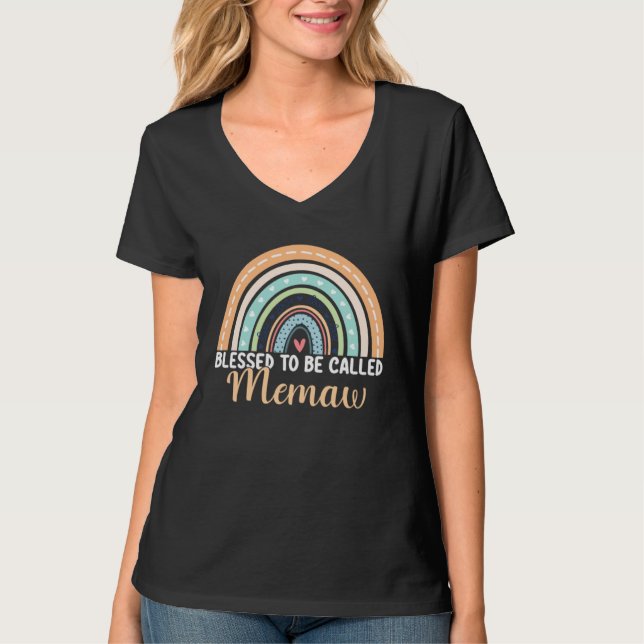 Blessed To Be Called Memaw Rainbow Mothers Day Mem T Shirt (Framsida)