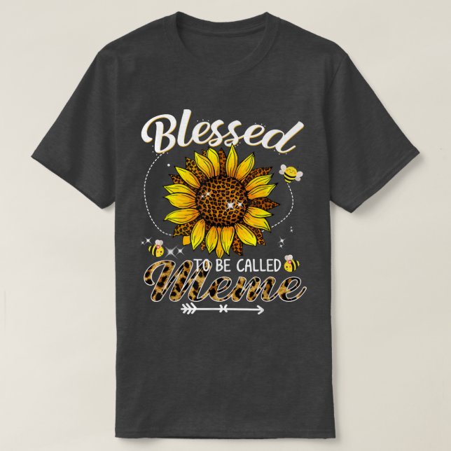 Blessed To Be Called Meme Funny Leopard Sunflower  T Shirt (Design framsida)