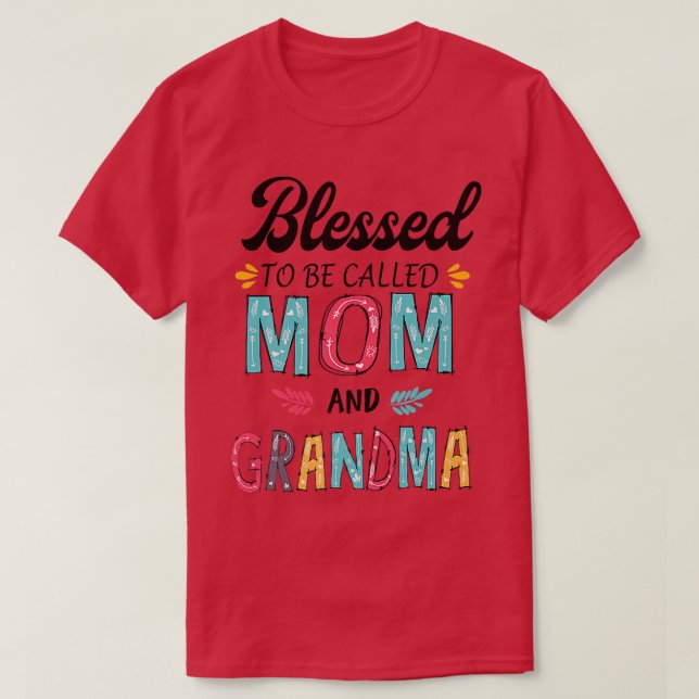 blessed to be called mom and grandma Premium  T Shirt (Design framsida)