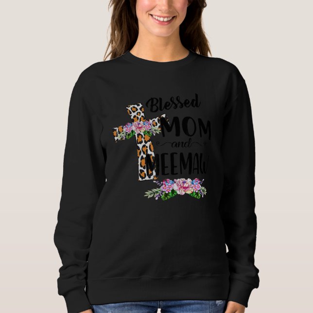 Blessed To Be Called Mom And Meemaw Floral Mother' T Shirt (Framsida)