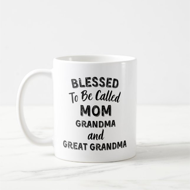 Blessed To Be Called MOM Grandma and Great Grandma Kaffemugg (Vänster)