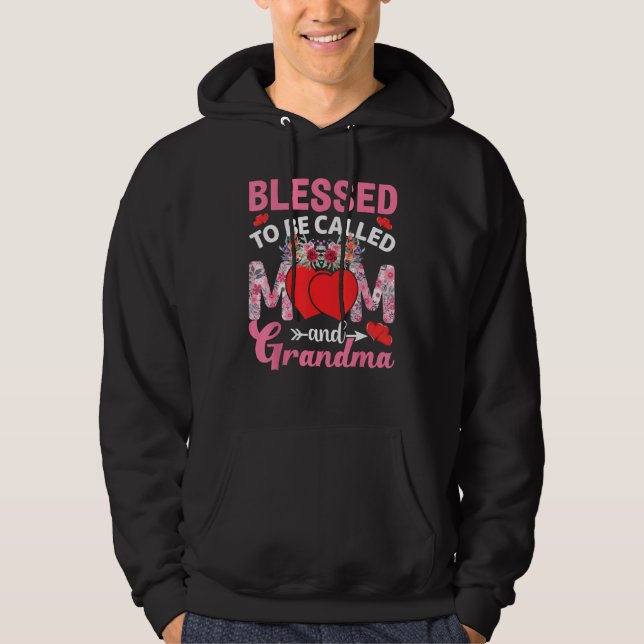 Blessed To Be Called Mom Grandma Great Grandma Mot Hoodie (Framsida)