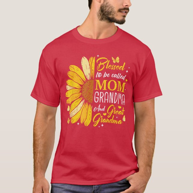 Blessed to Be Called Mom Grandma Great Grandma Mot T Shirt (Framsida)