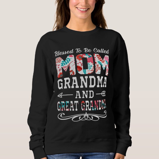 Blessed To Be Called Mom Grandma Great Grandma Mot T Shirt (Framsida)