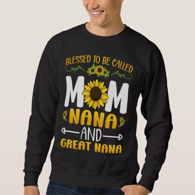 Blessed To Be Called Mom Nana Great Nana Mothers D Lång Ärmad Tröja (Framsida)