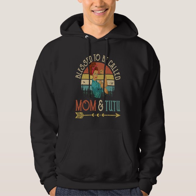 Blessed To Be Called Mom & Tutu Women Rosie Retro  Hoodie (Framsida)