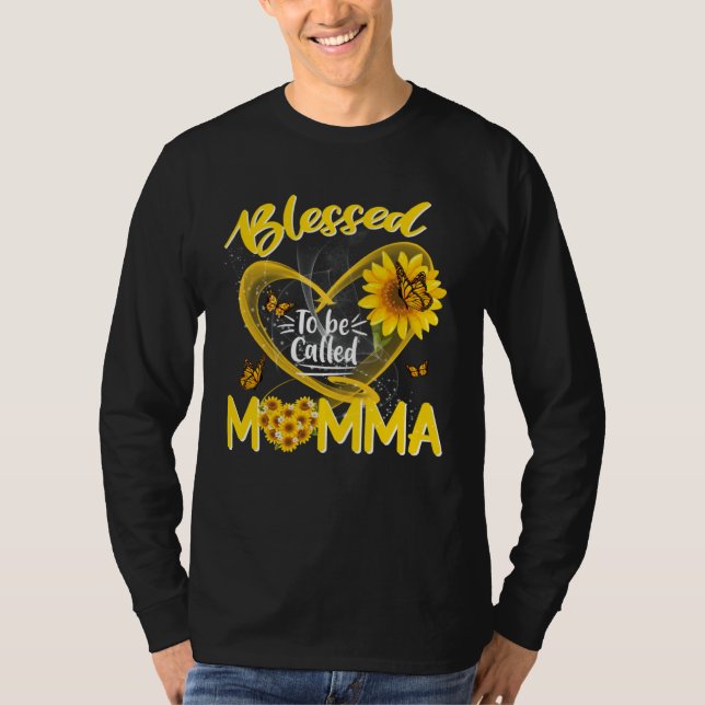 Blessed To Be Called Momma Cute Sunflower Mother s T Shirt (Framsida)