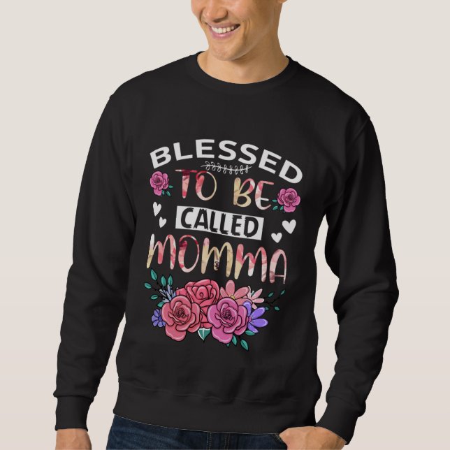 Blessed To Be Called Momma Floral Mothers Day Tees Lång Ärmad Tröja (Framsida)