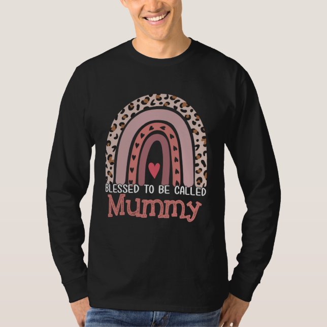 Blessed To Be Called Mummy Rainbow Leopard Mother  T Shirt (Framsida)
