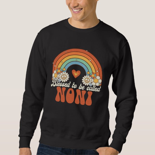 Blessed To Be Called Noni Groovy Rainbow Mother s  Lång Ärmad Tröja (Framsida)