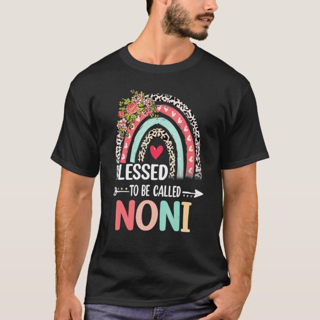Blessed To Be Called Noni Leopard Rainbow Mother's T Shirt (Framsida)