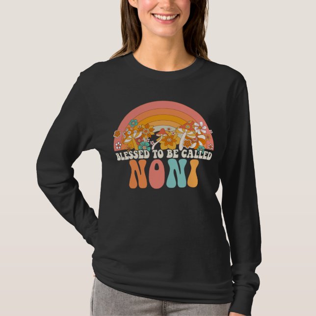 Blessed To Be Called Noni Rainbow Groovy Hippie Mo T Shirt (Framsida)