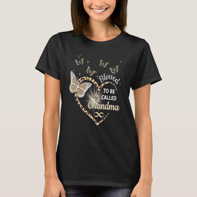 Blessed To Be Grandma  Leopard Butterfly For Grand T Shirt (Framsida)