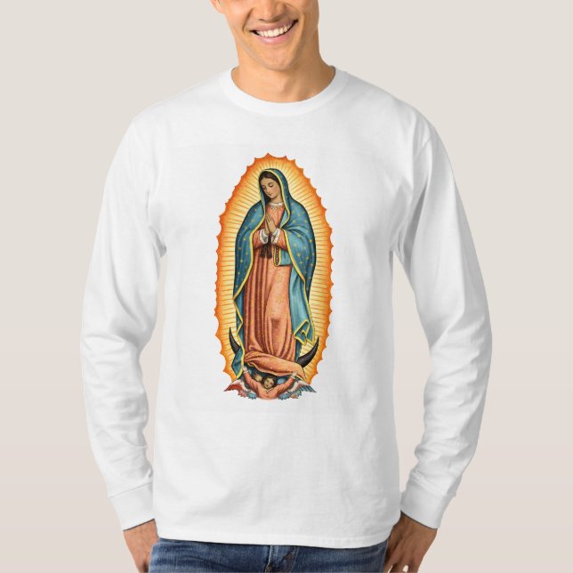 Blessed Virgin of Guadalupe Men's Long Sleeve Tee (Framsida)