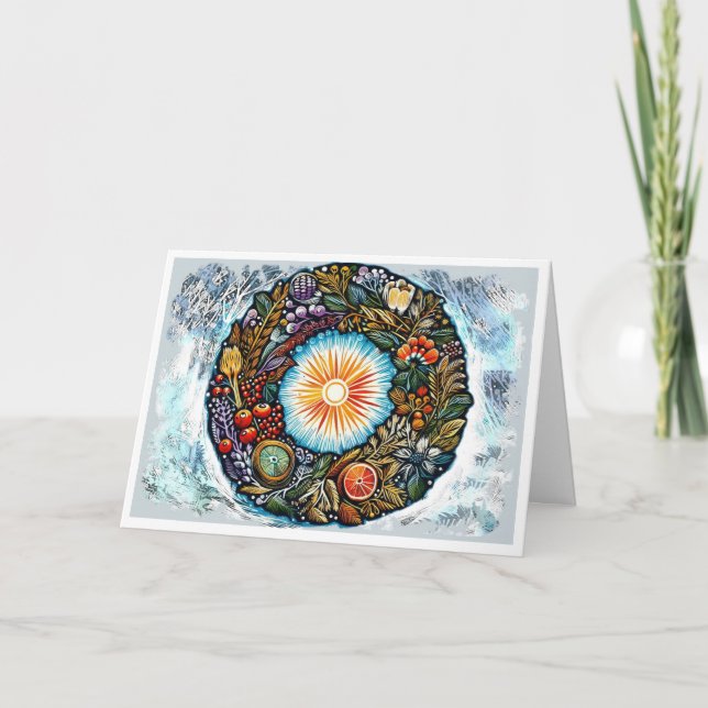 Blessed Yule Winter Solstice Helgkort (Framsida)