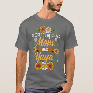 Blessedo kallas mamma och yaya söt solros fri t shirt