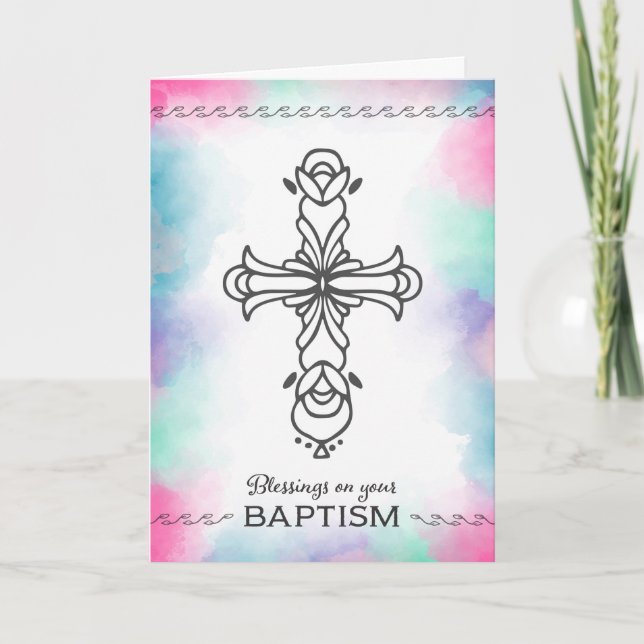 Blesser på din baptism med Kor/vattenfärg Kort (Framsida)