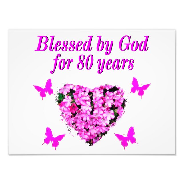 BLESSERAD AV GOD UNDER 80 ÅRS BLOMMIGT FOTOTRYCK (Framsidan)