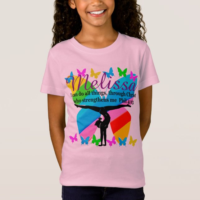 BLESSERAD GYMNAST PERSONLIG SCRIPTURE VERSE TEE SHIRT (Framsida)