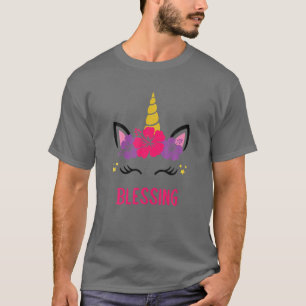 BLESSING Personlig Unicorn Ansikte T Shirt