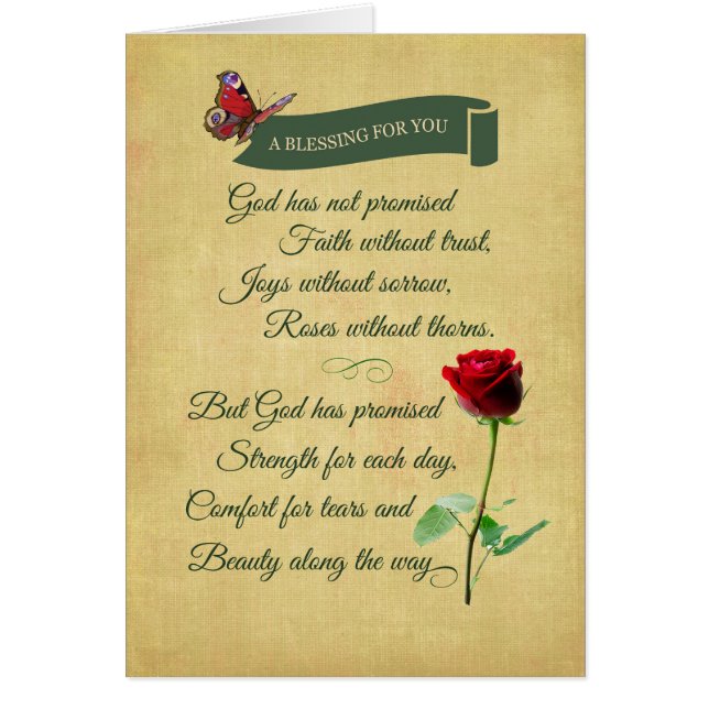 Blessing, Red Rose, Butterfly Hälsningskort (Framsidan)