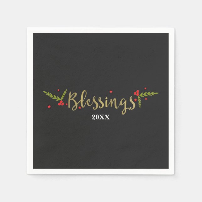 Blessings Black Gold & Red julfirande Pappersservett (Framsidan)