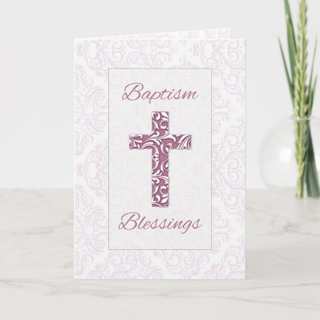 Blessings Blue Kor Damask Swirls Kort (Framsida)