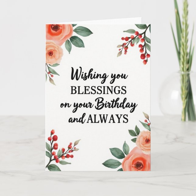 Blessings Botaniska Födelsedagskort Kort (Framsida)