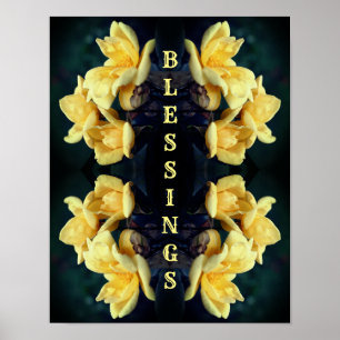 Blessings Gul ros Abstrakt inspirerande Ord Poster